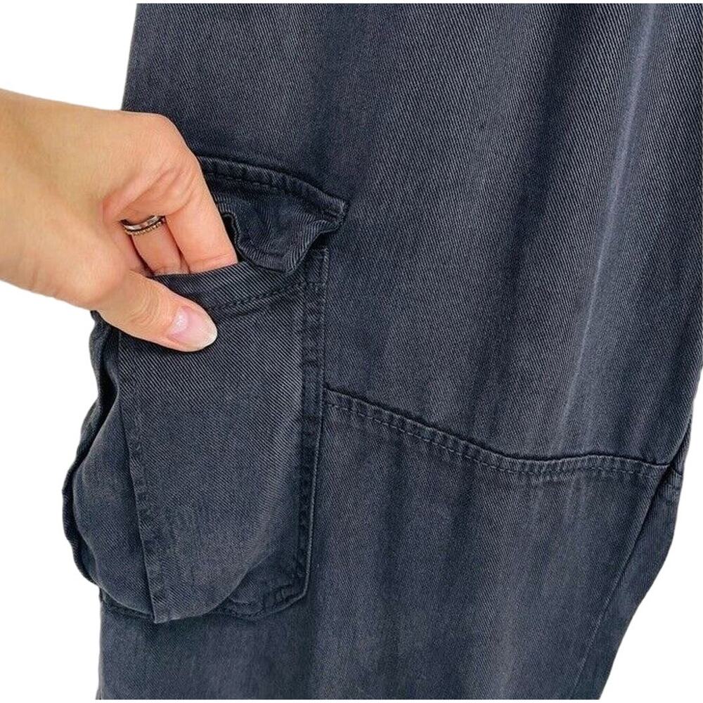NWT H&M Cargo High Rise Pull On Pant Womens 6 Gray Stone Wash Lyocell Relaxed - Picture 5 of 11